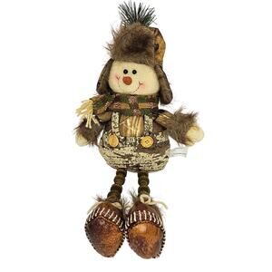 NWT Transpac Hunting Camo Rustic Snowman‎ Plush Shelf Sitter Christmas Decor